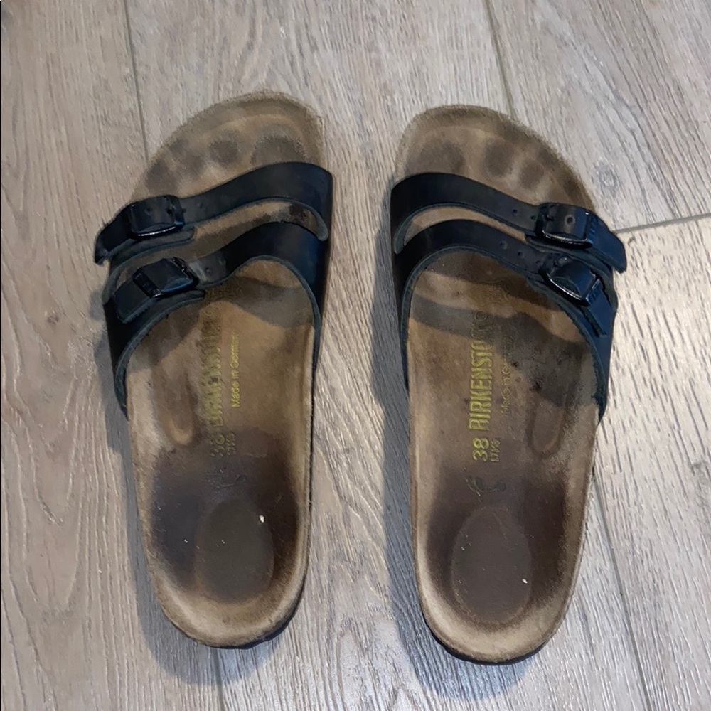 Birkenstock Leather Dark Sandals with Adjustable Straps